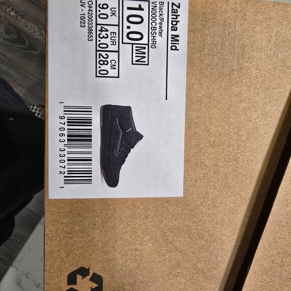 Vans Men's Zahba Mid Black Pewter Grey Suede Striped Skate Shoes Size 10 NEW - Picture 7 of 7